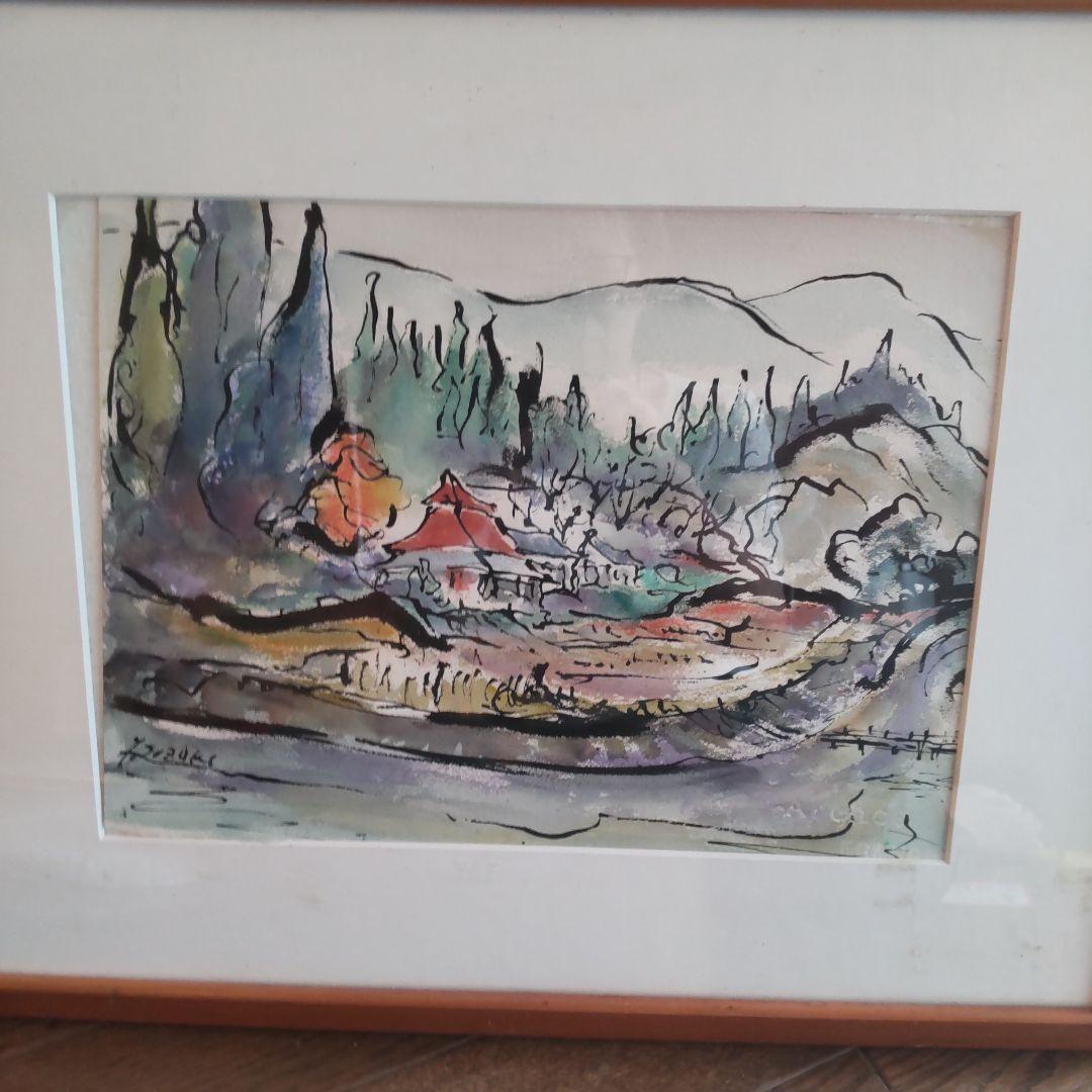 直筆サイン入り鈴木康雄作天竜川風景