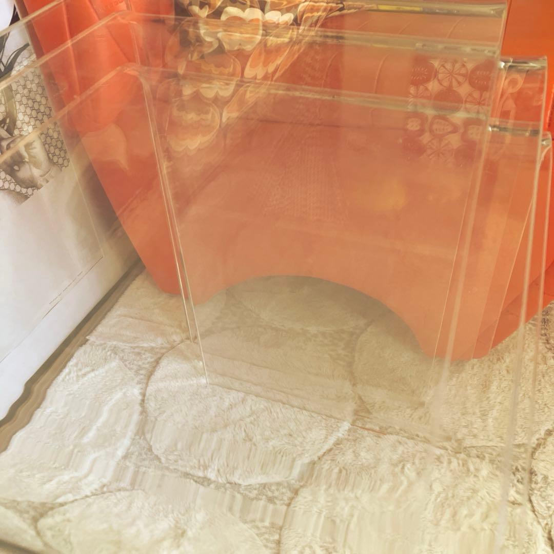 アクリル ネストテーブル 3台セット ミッドセンチュリー スペースエイジ 飾り台