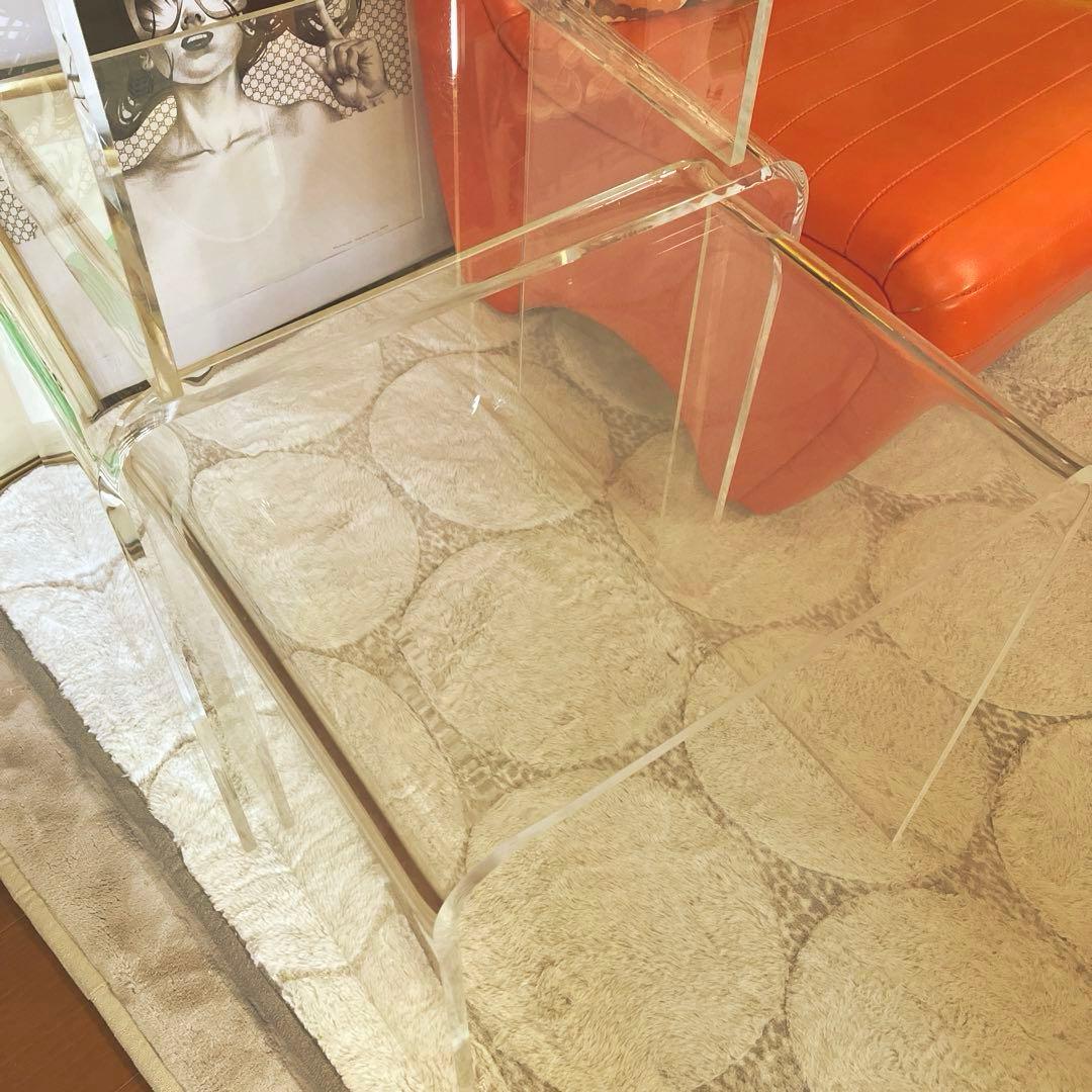 アクリル ネストテーブル 3台セット ミッドセンチュリー スペースエイジ 飾り台