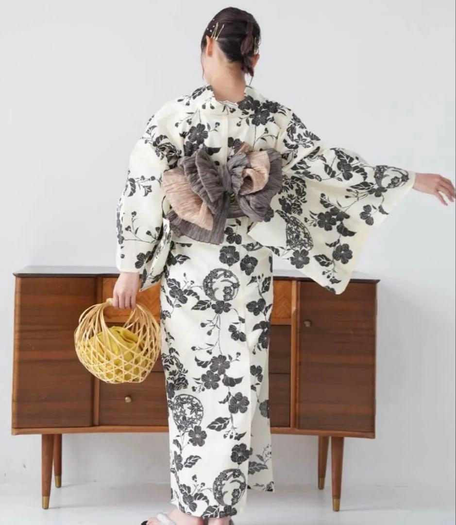 花柄 浴衣 グレー帯 選べる浴衣3点セット utataneオリジナルデザイン
