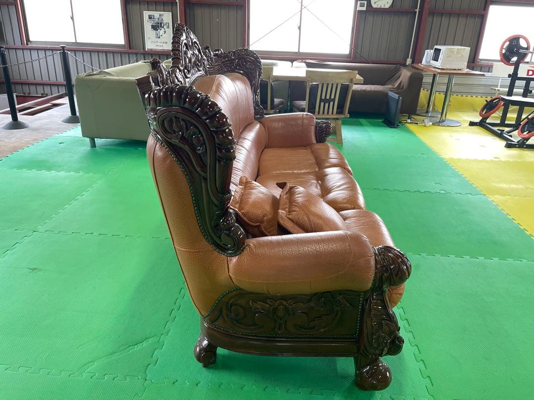 【お引き取り限定】 アンティーク 三人掛け 大型ソファー ヴィンテージ