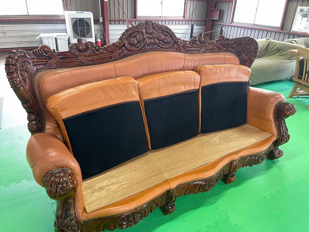 【お引き取り限定】 アンティーク 三人掛け 大型ソファー ヴィンテージ