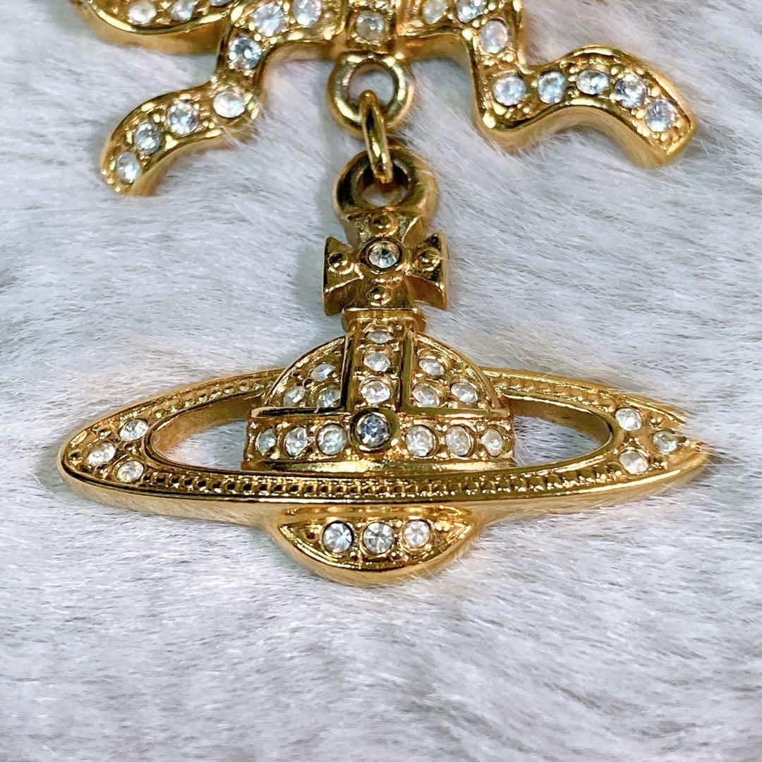 【美品】レア ヴィヴィアンウエストウッド オーブ リボン ブローチ ゴールド