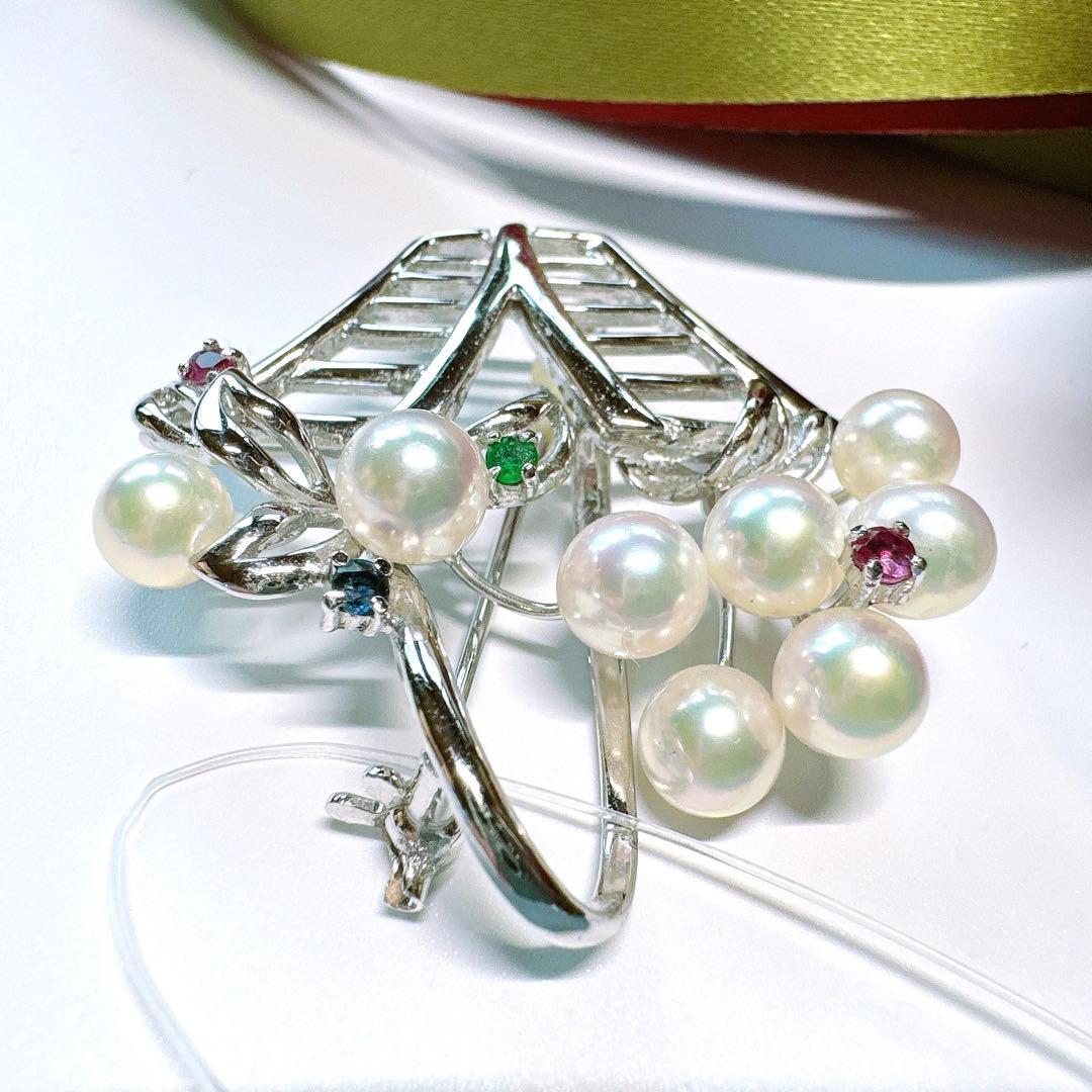 本真珠　あやかパール　K18　シルバー　アコヤ　ペンダントトップ　ブローチ兼用