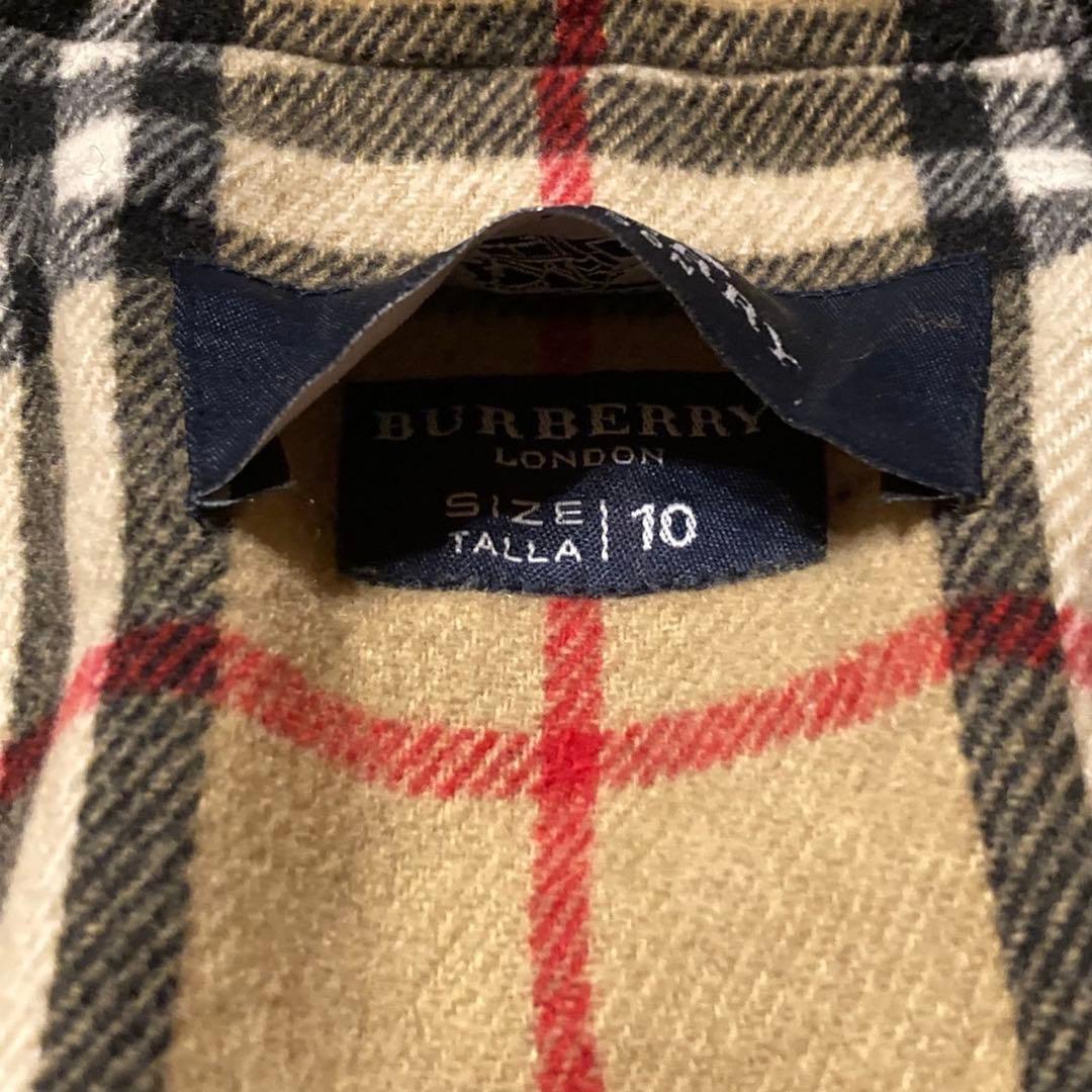 〈バーバリー〉ピーコート　子供服160㎝相当　モスグリーン　ノバチェック