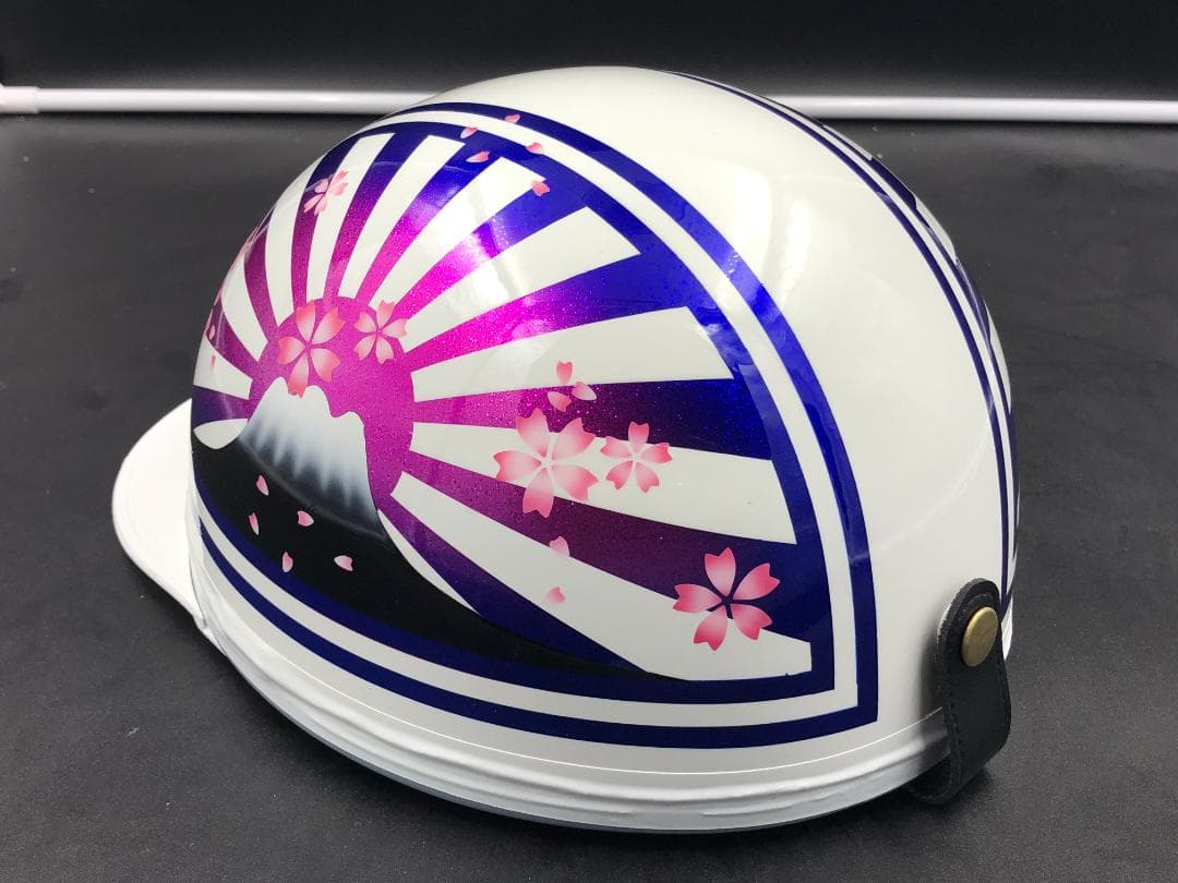 コルク半　カスタム　富士日章　三つボタン　ホワイトピンクブルー　ラメ　桜送料無料