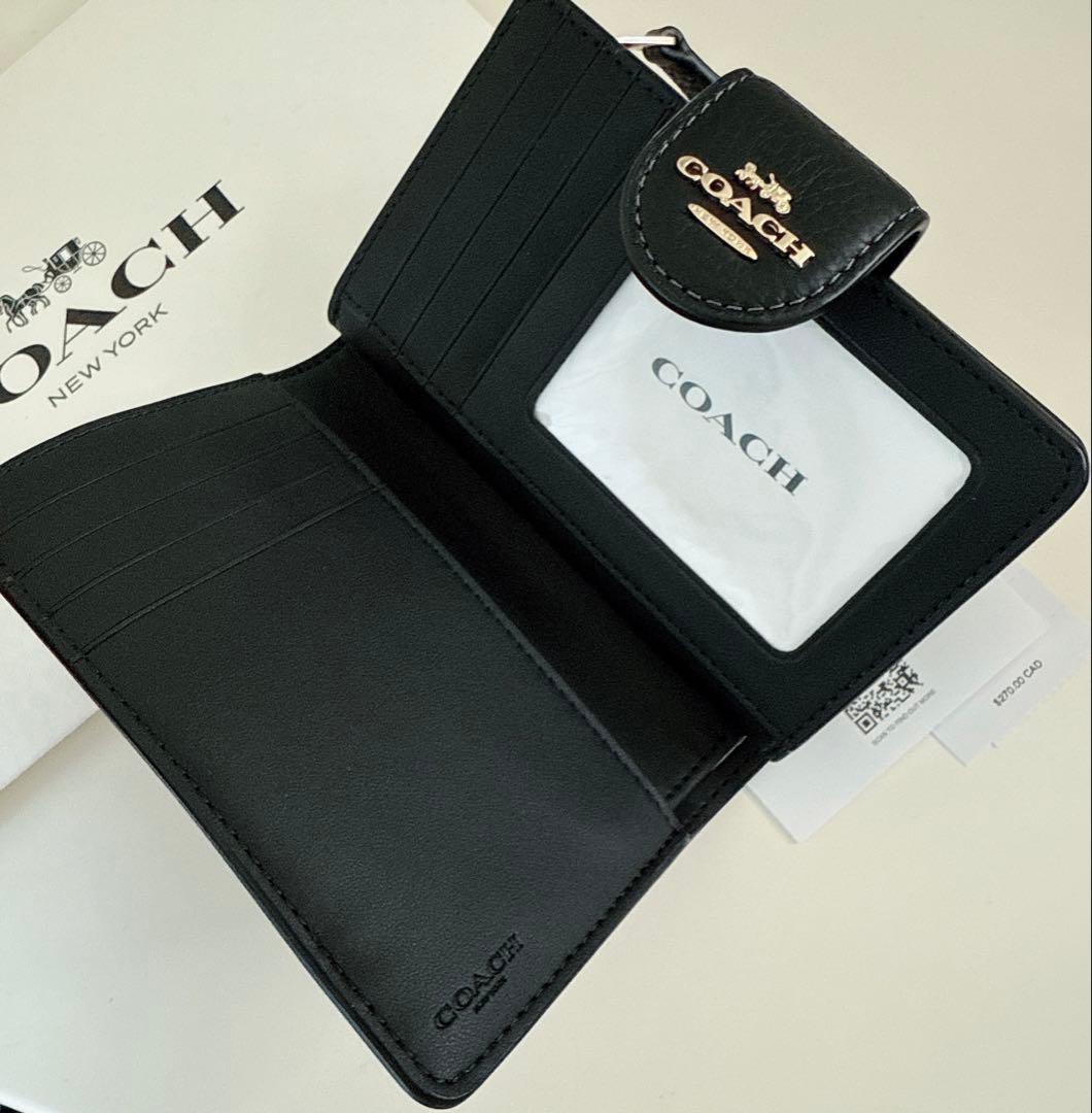 COACH コーチ　二つ折り財布　レオパード　豹柄　ブラック　折り財布
