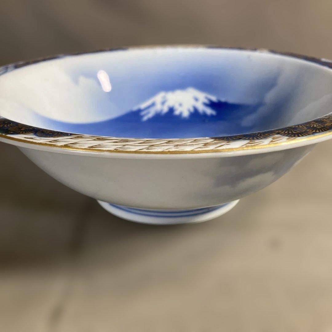 【オールド深川製】有田焼の伝統　日本の名窯　有田　深川製磁　染錦富士に鶴絵　鉢