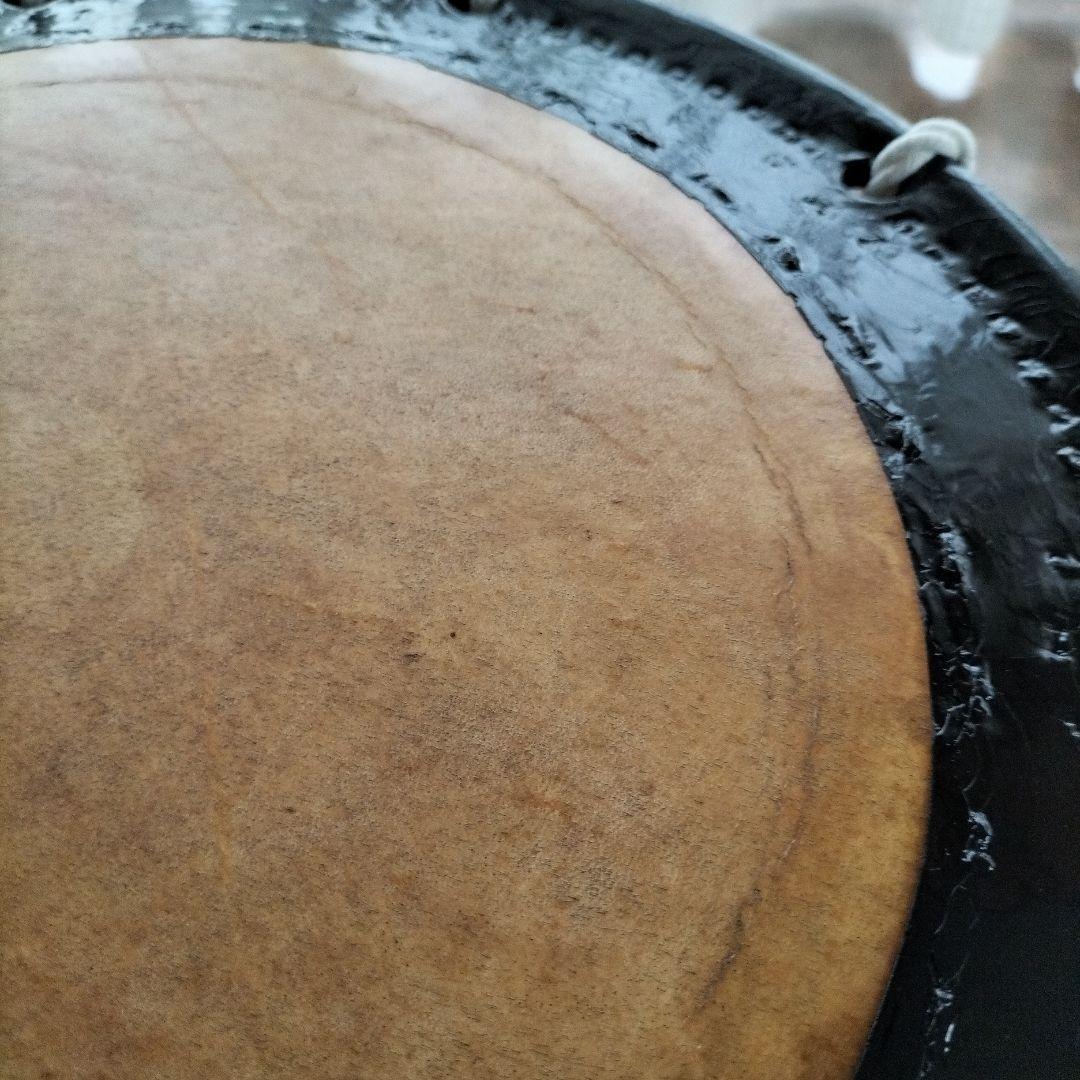 担ぎ太鼓 1.2尺　締太鼓　和太鼓 　天然皮革　ストラップ付き中古品⑦