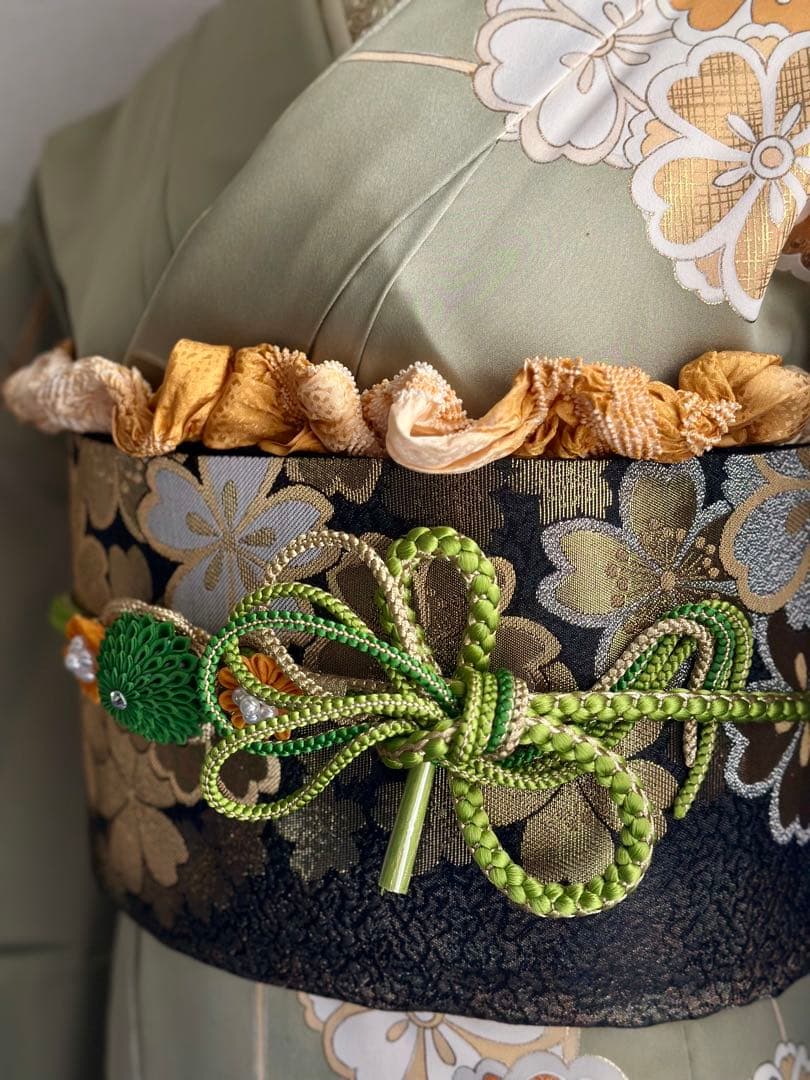 振袖フルセット グレー緑色