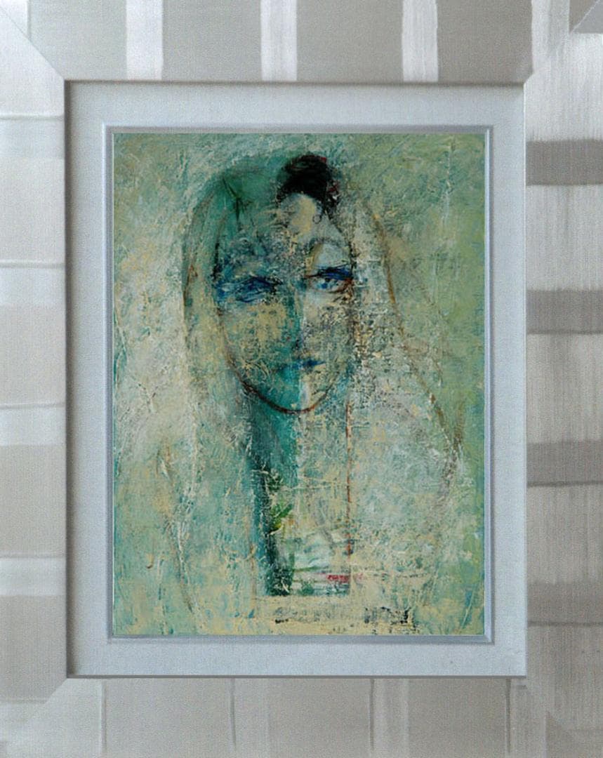 油絵 菅家令子 絵 絵画 インテリア 額付(銀) F4-070112 人物 女性