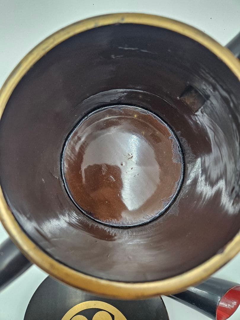 時代黒漆 徳川家御葵紋蒔絵 湯桶 箱付 大名道具 湯斗 古美術品