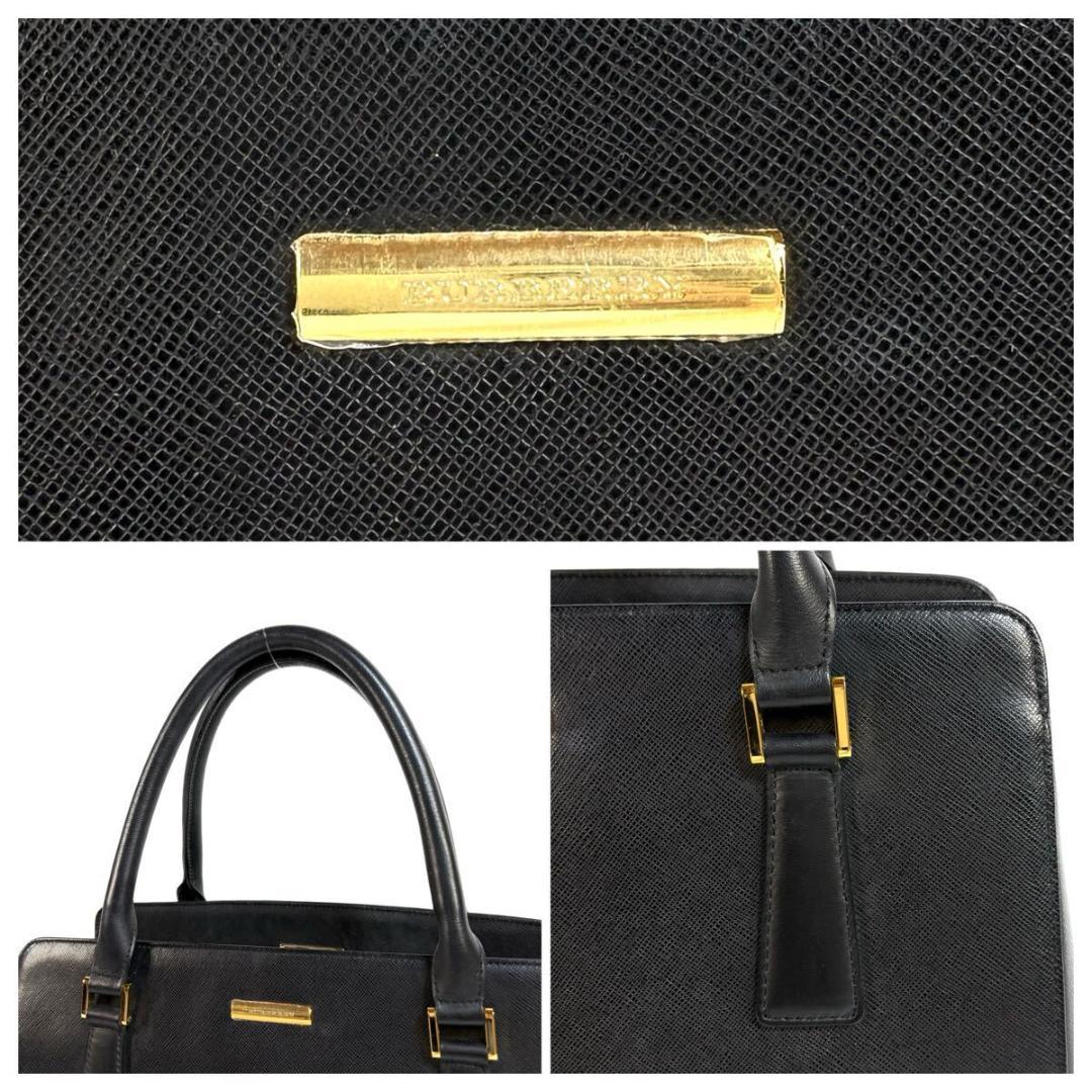 【美品】BURBERRY レザー ハンドバッグ ノバチェック ゴールド金具
