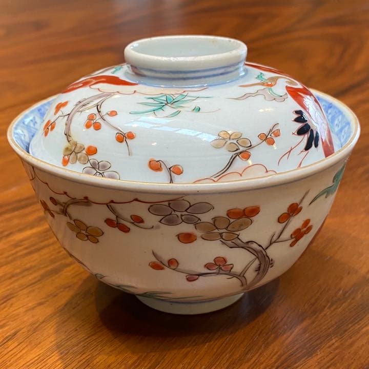 古伊万里　有田金彩上絵彩色飯茶碗蓋付き　 六客揃いと茶碗蓋無し一客