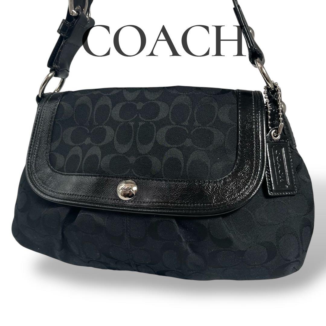 コーチ ワンショルダーバッグ シグネチャー キャンバス 2way 肩掛け 黒