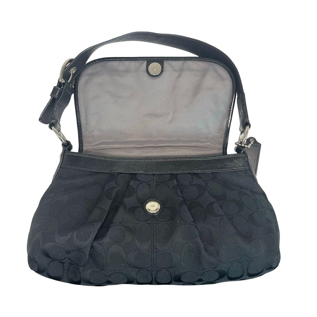 コーチ ワンショルダーバッグ シグネチャー キャンバス 2way 肩掛け 黒