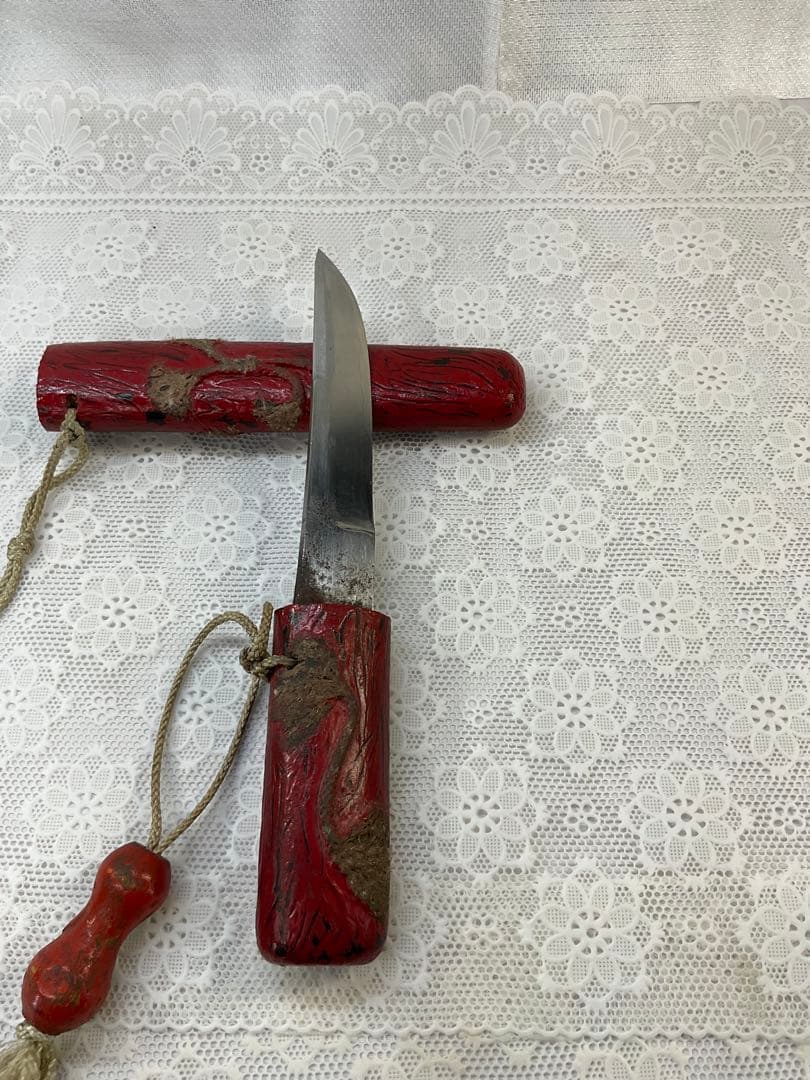 残欠刀　合法サイズ　ナイフ　伝統的な赤い木製ハンドルの刀