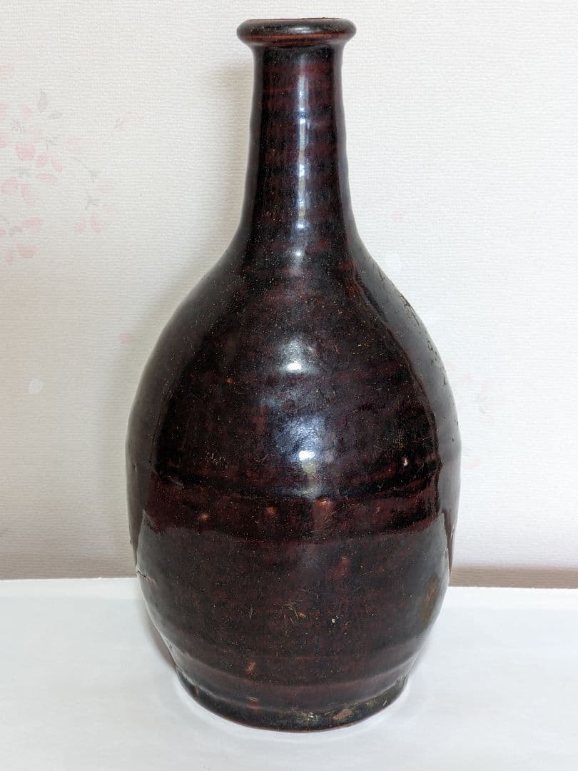 ♦江戸時代 尾呂窯 鉄釉 徳利 瓶 酒器 18世紀初頭 花器 花生置物 骨董品
