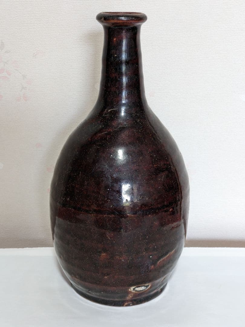 ♦江戸時代 尾呂窯 鉄釉 徳利 瓶 酒器 18世紀初頭 花器 花生置物 骨董品
