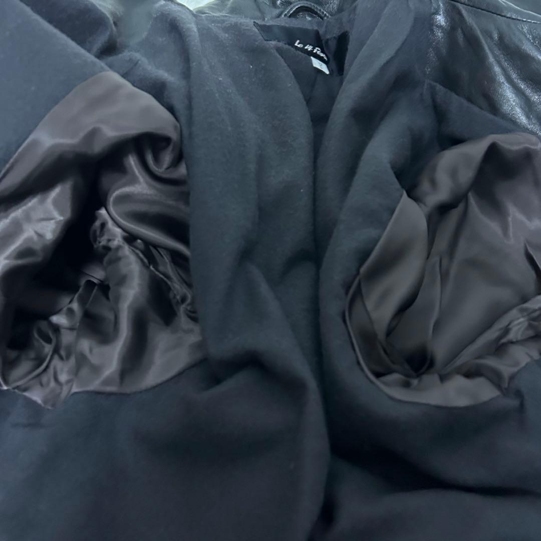 超希少　丈120cm超　牛革　ロング　ダブルチェスターコート　黒