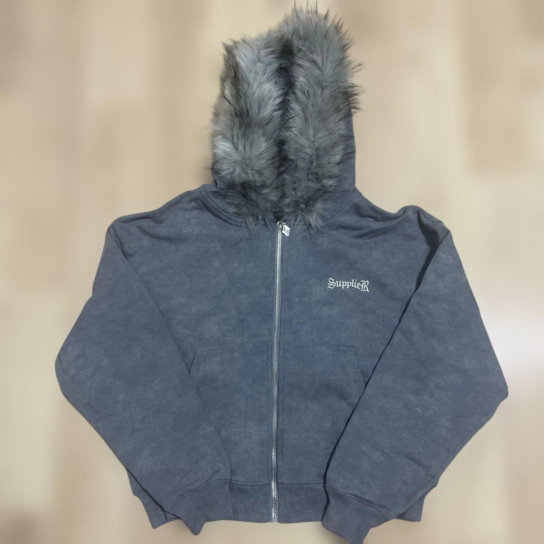 SUPPLIER ファー　Faux Fur Cross Zip Hoodie