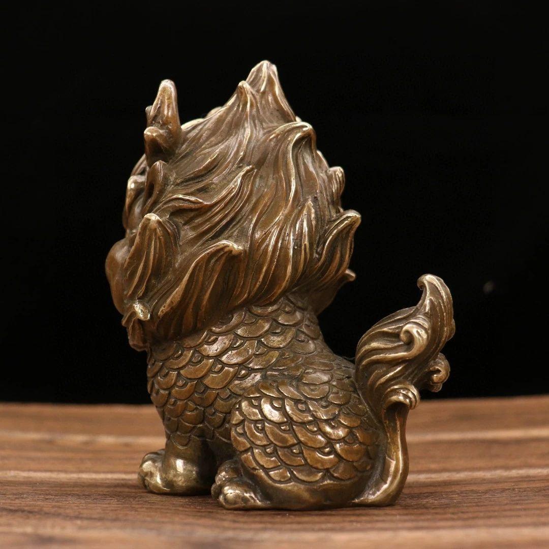 銅器 麒麟 茶寵 文房文鎮 玄関 鎮宅辟邪 開運風水 招財置物 装飾品工芸品