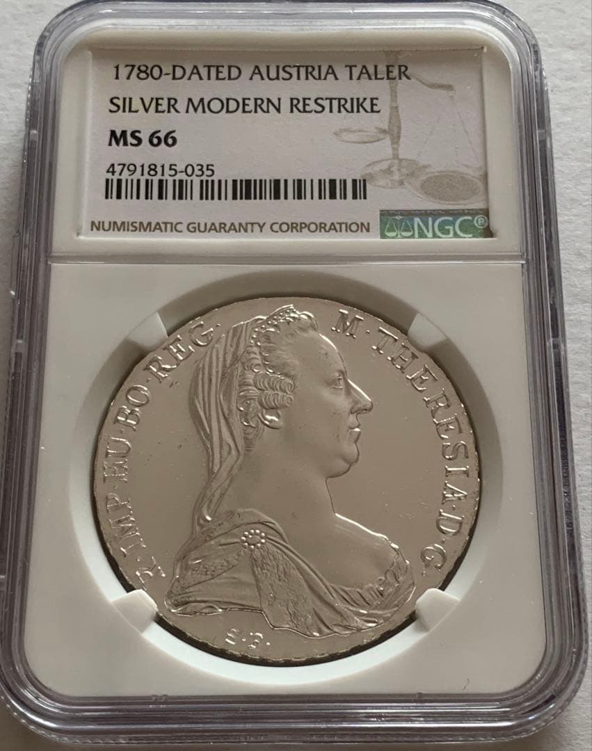 オーストリア　ターラー銀貨　１７８０年　MS66 NGC 4791815-035