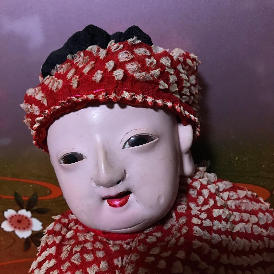 お値下　可愛い明治抱き人形　小さめ　えくぼ　福耳　市松人形