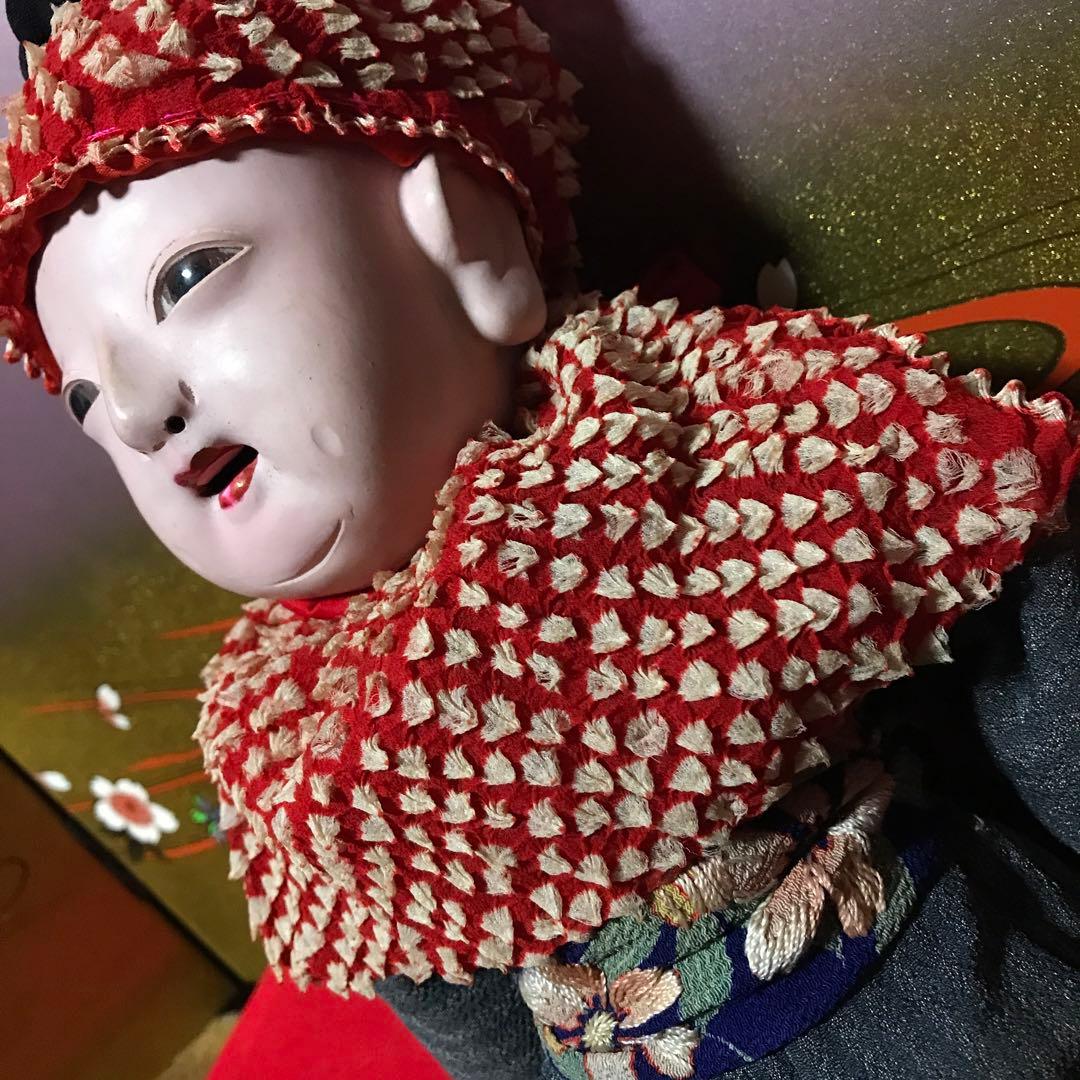 お値下　可愛い明治抱き人形　小さめ　えくぼ　福耳　市松人形