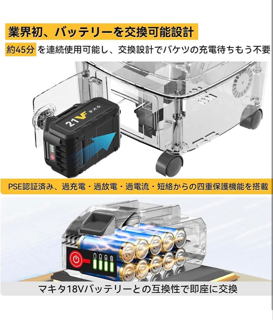8MPa 折りたたみ式 高圧洗浄機 コードレス 充電式 タンク型 4段階