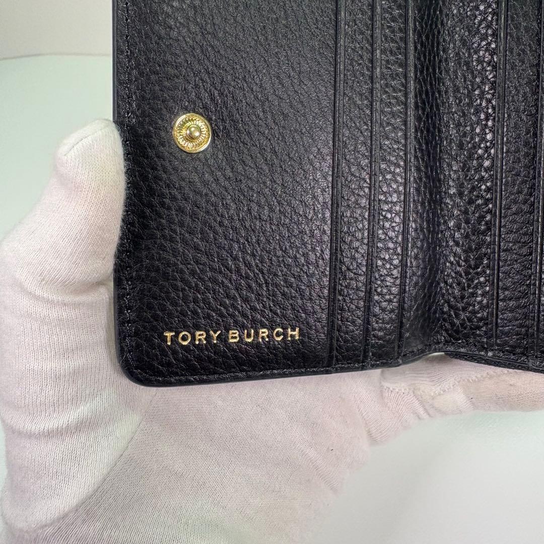 【箱付き】 Tory Burch 二つ折り財布 ラウンドファスナー ブラック
