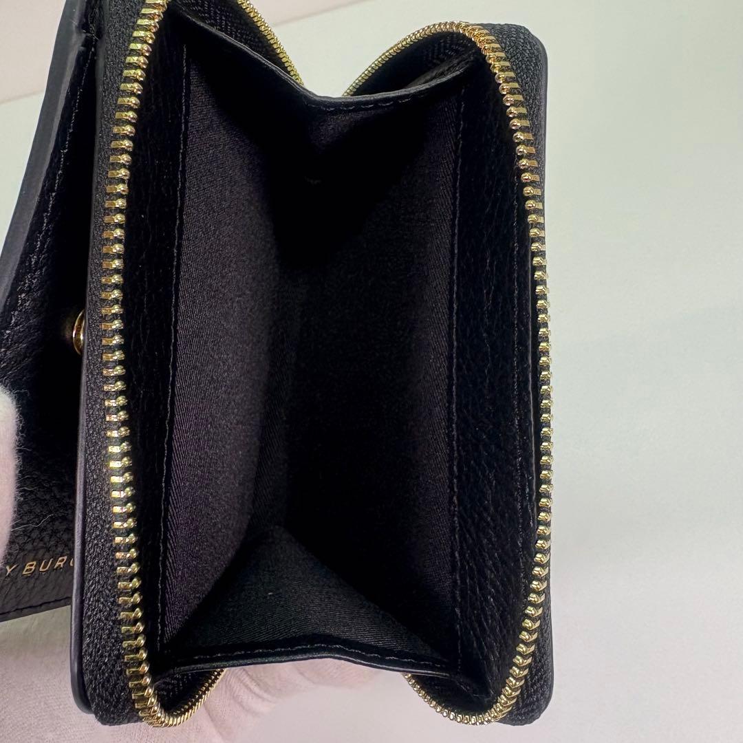【箱付き】 Tory Burch 二つ折り財布 ラウンドファスナー ブラック