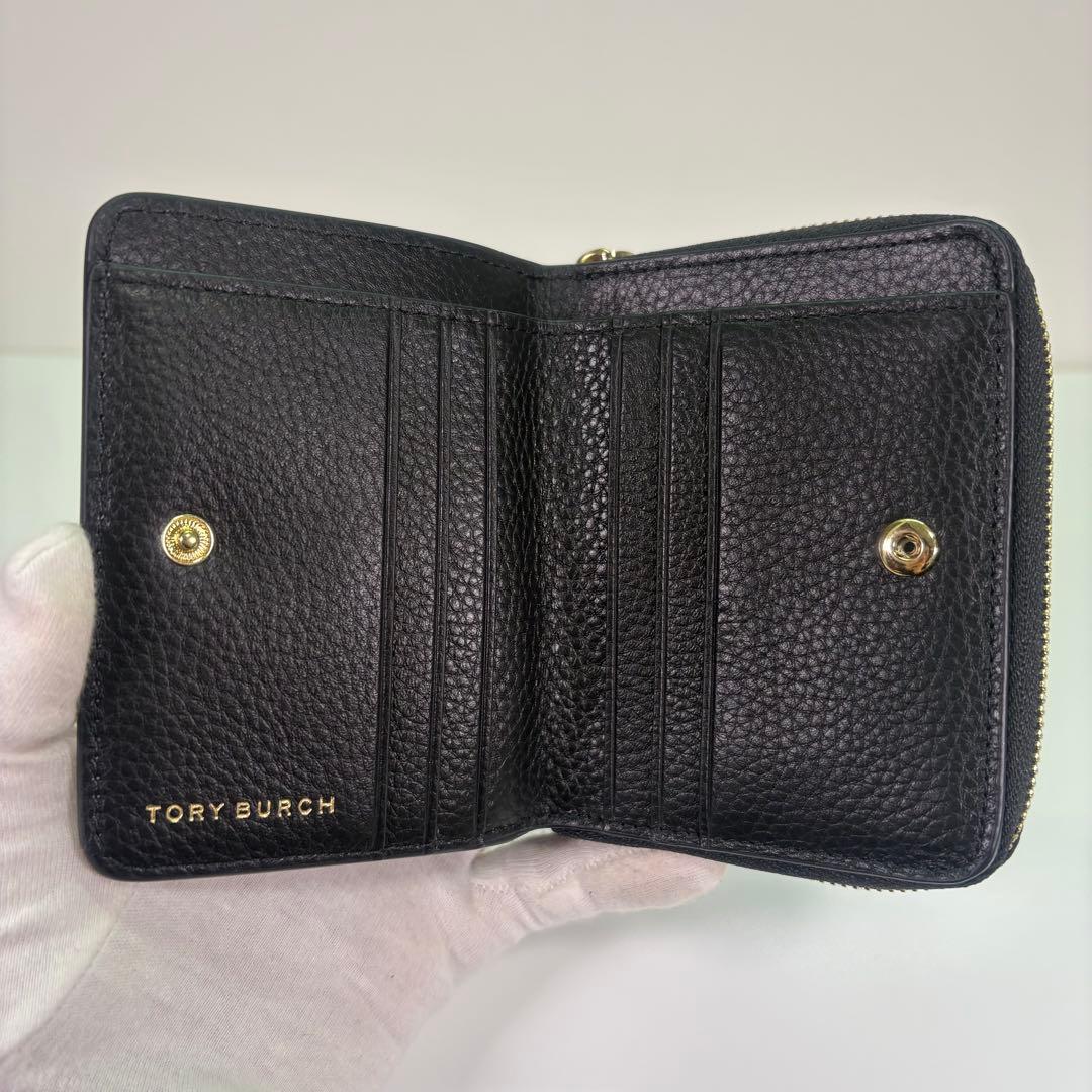 【箱付き】 Tory Burch 二つ折り財布 ラウンドファスナー ブラック