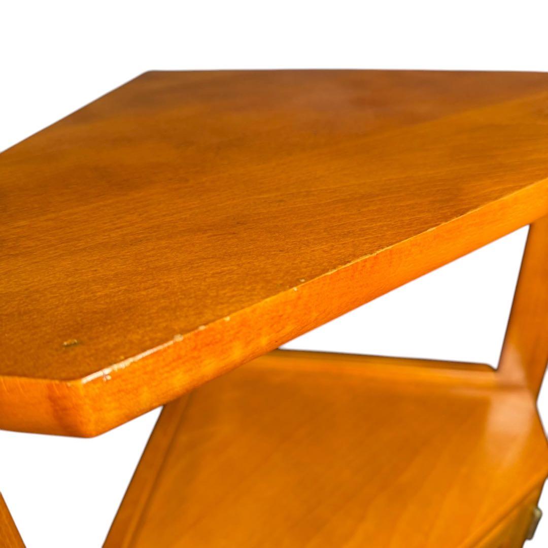 HR643 オールドカリモク　電話台　コンソール　三角コーナーラック