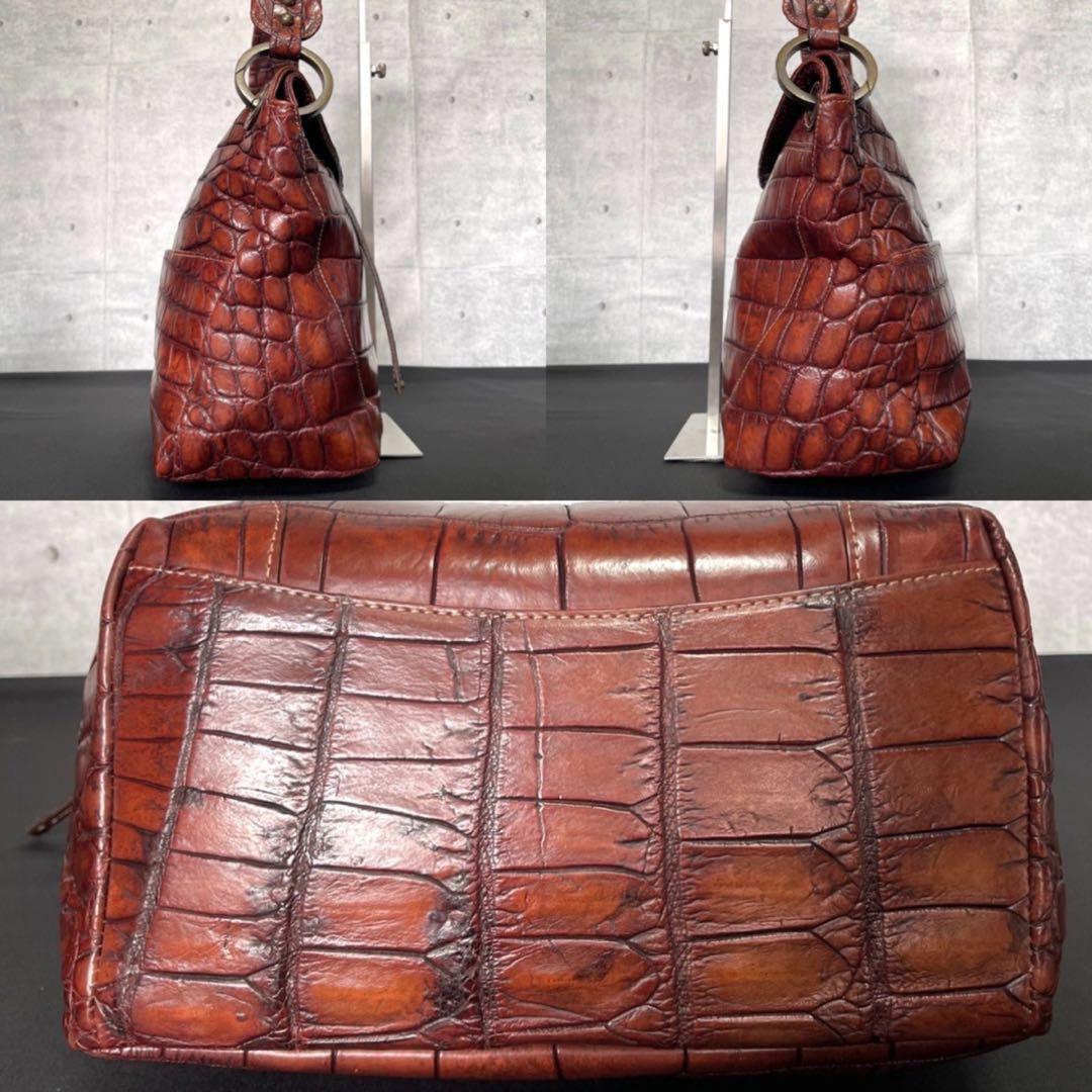 専用品BEAUGRAND ボーグラン クロコダイル ブラウン ショルダーバッグ