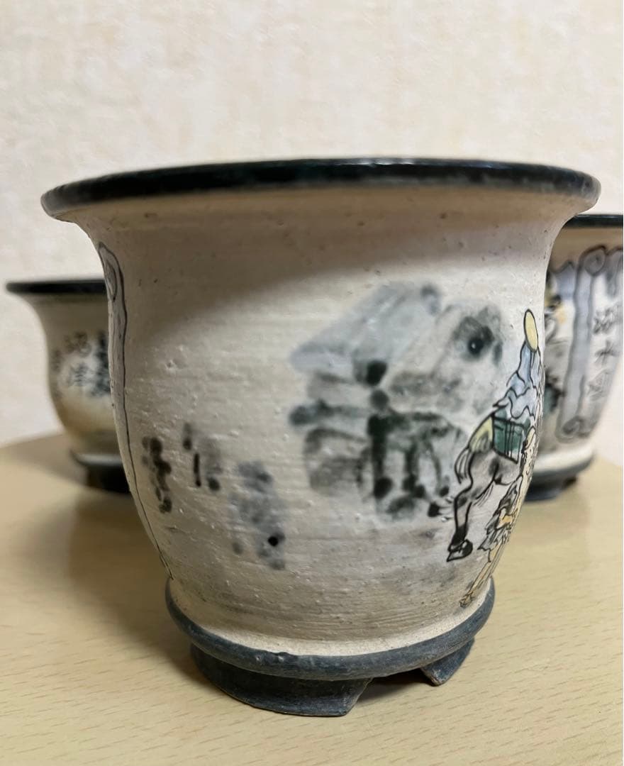 陶翠作　東海道五拾三次画　盆栽小鉢