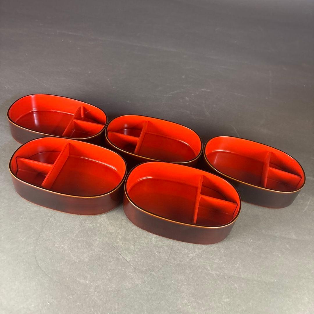 輪島塗　小判弁当箱　5点