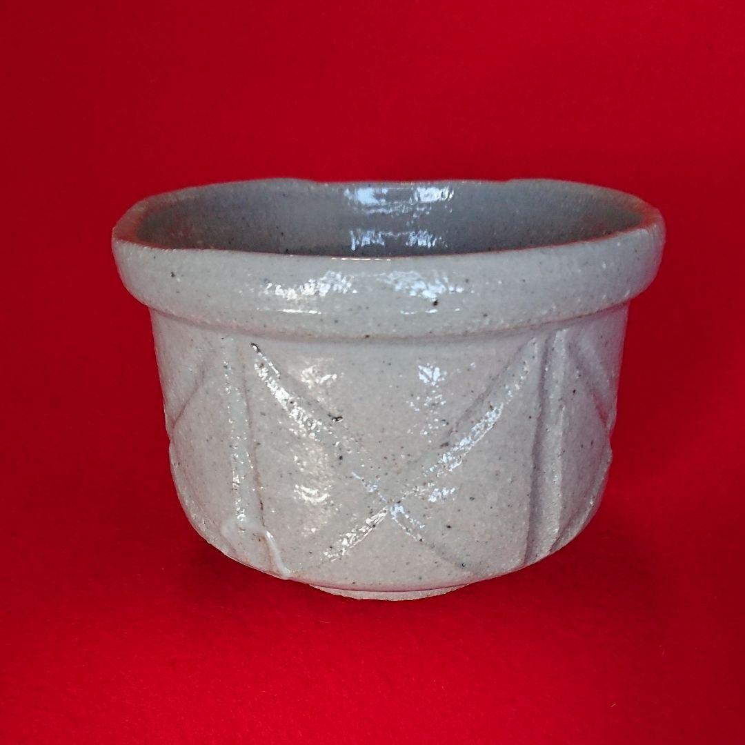 茶道具  半筒 茶碗   彫唐津  利左エ門作