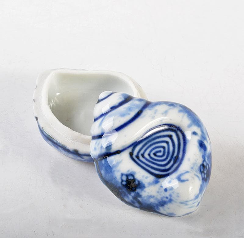 茶道具　平安　竹泉造　倣青華磁　貝香合　共箱　M　R7314