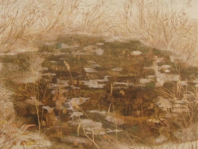 高越甚、【春の雪】、希少な額装用画集より、新品額装付