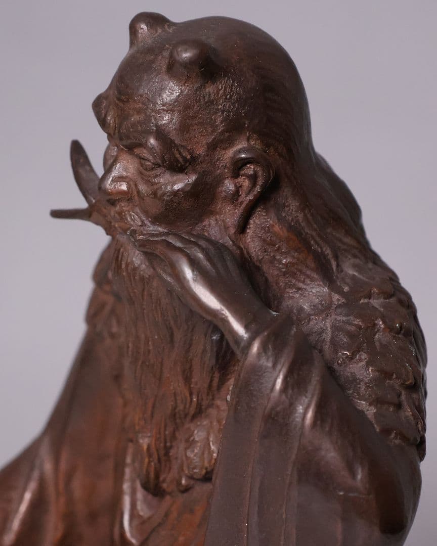 高岡銅器 堺幸山 鋳造 神農像 銅像 全高29cm 薬祖神【MA866】