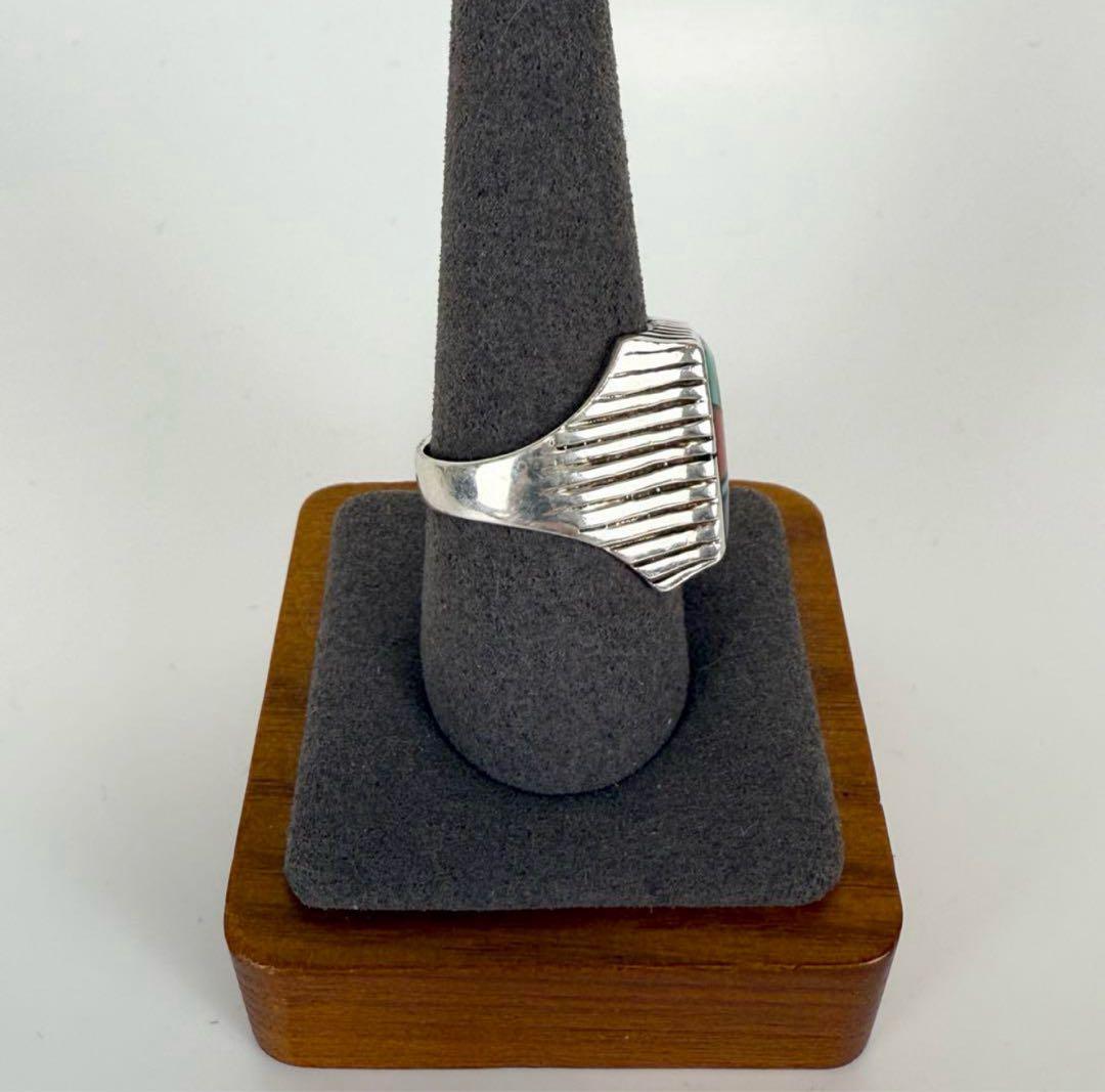 VINTAGE インディアンジュエリー マルチカラーインレイリング 20号