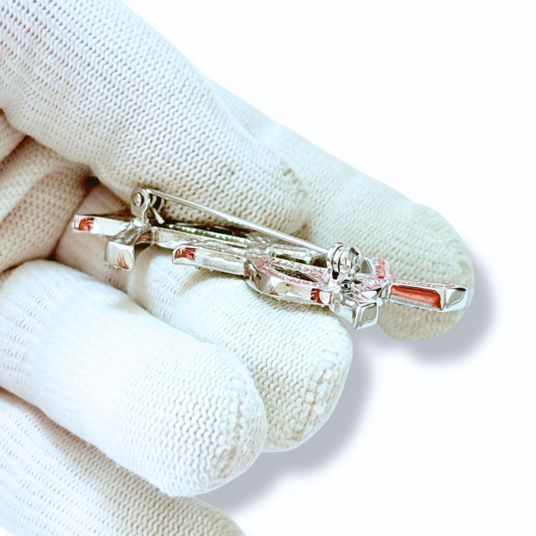 【超美品】イヴサンローラン ブローチ YSL ロゴ ラインストーン