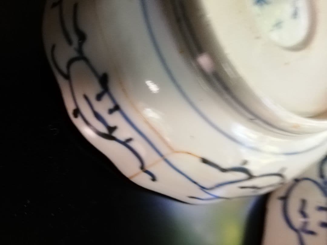 江戸中期～後期(古伊万里)みじん唐草3枚