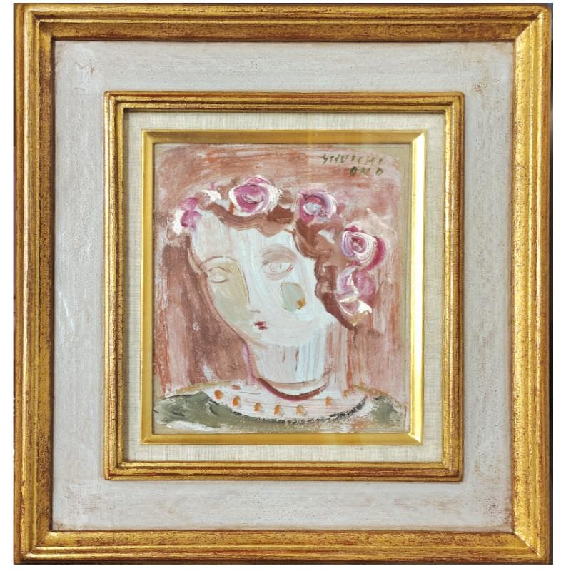 ☆小野州一☆「人形の顔」油絵　180X160ｍｍ　良好！