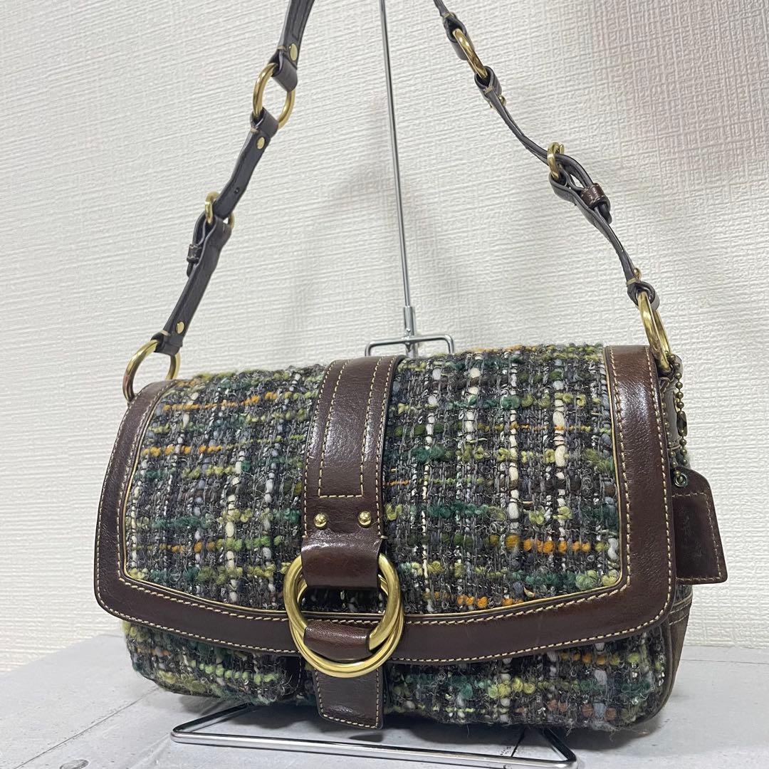希少　COACH コーチ　ツイード×レザー ショルダーバッグ ワンショルダー
