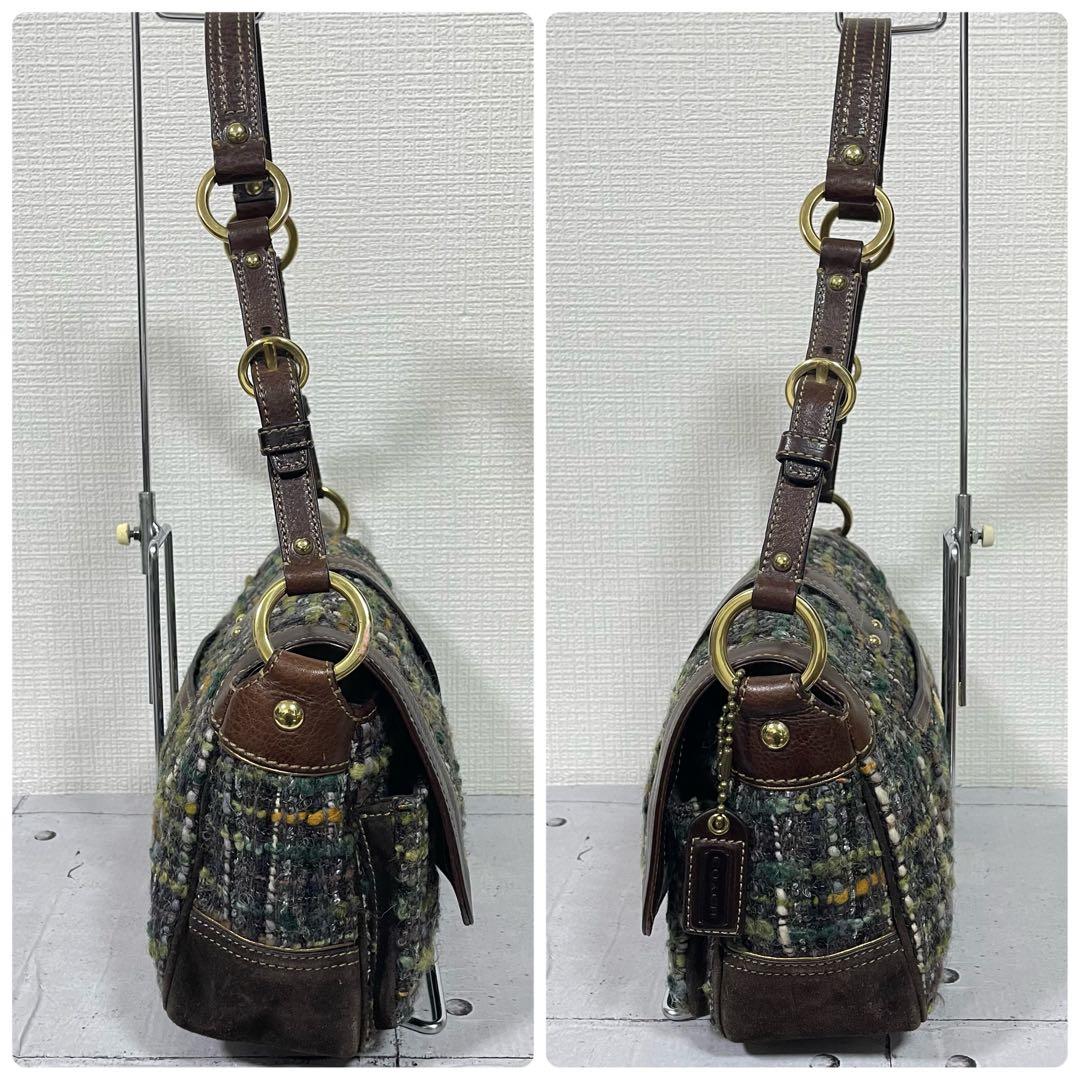 希少　COACH コーチ　ツイード×レザー ショルダーバッグ ワンショルダー