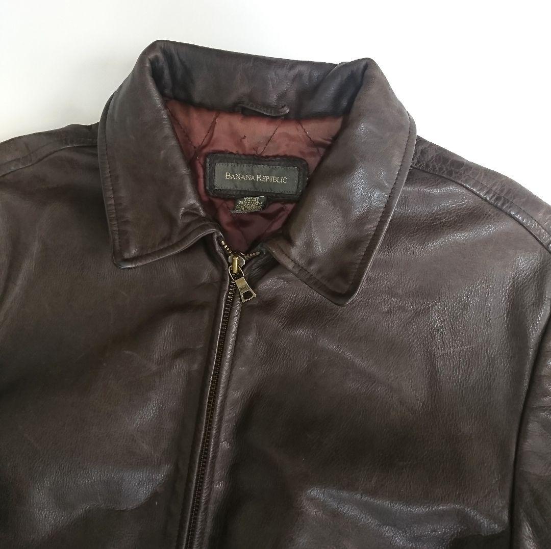 バナナリパブリック✨シングルライダースジャケット M ブラウン カウレザー 牛革