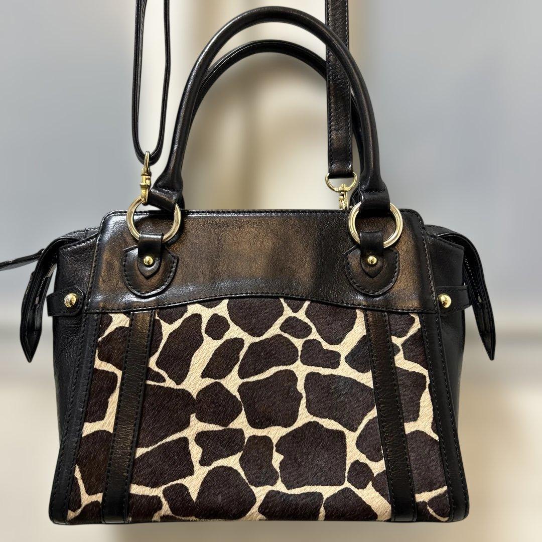 ふわり HAMANO牛革ハラコヒョウ柄レザーショルダーバッグトートバッグ