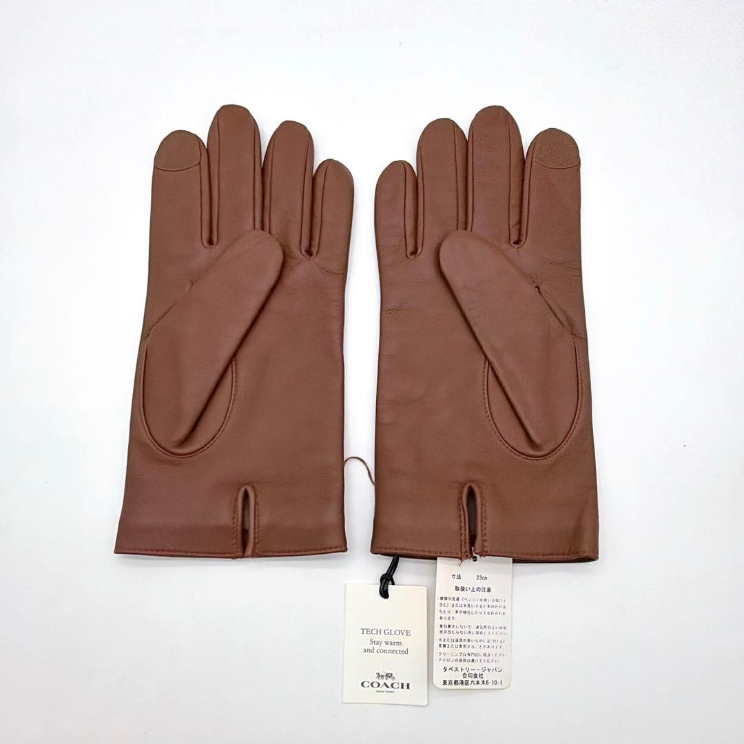 新品タグ付き✨【コーチ】シープレザー手袋 羊革 裏地ウール100% ブラウン L